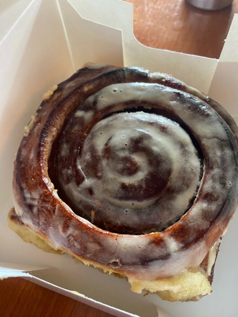 Cinnamon bun in a box
